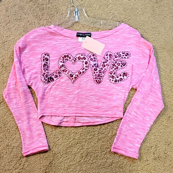 Girls Pink Crop shirt. - Picture 1 of 3